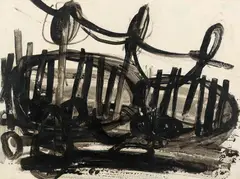 Stanislav Rapotec, Untitled (Black and White) 1960, 1960, oil on board