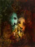 David Boyd, The Money Lenders 1968, 1968, sfumato and oil on board