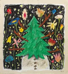Yuichi Hirako, Bark 2, 2019, Oil pastel on canvas