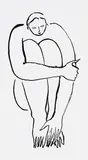 Sanyu, Squatting Beauty, 1920s, Ink on paper