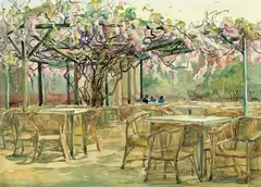 Wu Guanzhong, Wisteria, 1956, Watercolor on paper