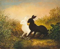 Peter Zokosky, Two Hares, 1988, Oil on canvas
