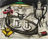 Bernard Buffet, Nature morte aux anémones, 1979, Oil on canvas