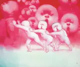 Yin Kun, Boys Pushing Mao, 2007, Oil on canvas