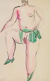 Sanyu, Nude with Green Shoes, c. 1929, Watercolor on paper
