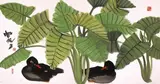 Ducks in the Pond by Shiy De-jinn, c. 1977-1978, Mounted scroll, ink and color on paper, sold Jun 2013