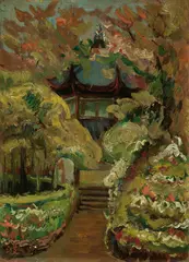 Tan Teng-pho, Zhongshan Park at West Lake, 1929-1934, Oil on wooden board