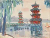 Liāu Kè-chhun, Spring and Autumn Pavilions, 1960, Oil on canvas