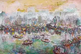 George Chann, Victoria Harbour, Hong Kong, 1970s, Oil on canvas