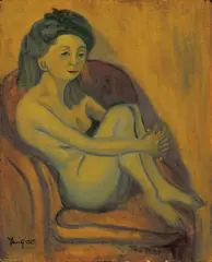 Nude in the Chair by Yun Gee, 1930, Oil on board, offered Apr 2004
