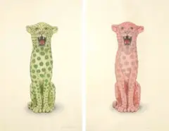 Hiroto Kitagawa, Floral Panther (Green, Pink) (a set of 2), 2009, Ink-jet output on Washi; edition 2/20