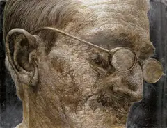 Han Young Wook, Gandhi, 2009, Oil on aluminum scratch