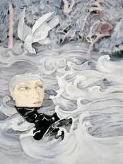 Rushing Rivers by Xiong Yu, 2005, Oil on canvas, sold Jun 2010