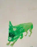Green Dog by Zhou Chunya, 2009, Oil on canvas, sold Dec 2008