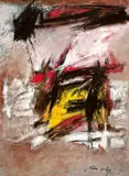 John Way, Abstract, 1997, Oil on paper, mounted onto canvas