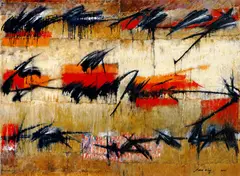 John Way, Abstract (diptych), 2001, Mixed media on canvas