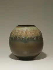 Yu Hsiao-hao, Gray-glazed Jar With Fish Print Decoration, 1986, Ceramics