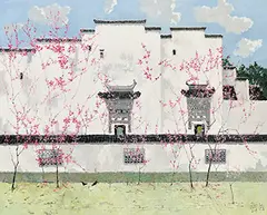 Pang Jiun, Scholar's Building in Spring, 2014, Oil on canvas