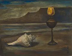 Chen Ching-Jung, Seashore, 1970, Oil on paperboard