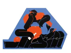 Come Here by Emu, 2022, Acrylic on custom shaped canvas, offered Dec 2023