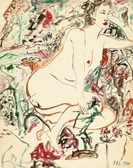 Yu Peng, Woman, 1994, Ink and color on paper