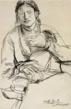 Chen Yifei, Tibet Series Sketch, Charcoal on paper