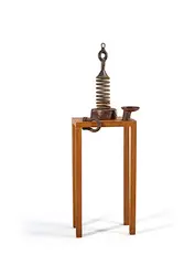 Richard Texier, La Vertical du M, 1992, Bronze, wooden stand; unique