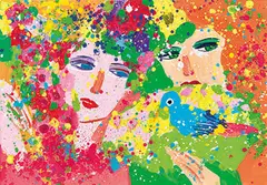 Walasse Ting, Suddenly Spring Again, 1988, Acrylic and crayon on canvas