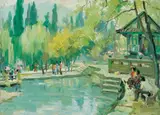 Liu Guoshu, Lakeside, 1974, Oil on canvas