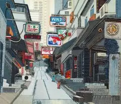 Choi So Young, Soho Street, Hong Kong, 2013, Denim on canvas