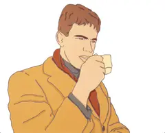 Jun Hasegawa, Man with Tea, 1996, Gloss paint on MDF board