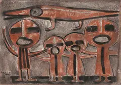 Max Chiwai Liu, Homage to Paul Klee, 1988, Mixed media on canvas mounted onto paper