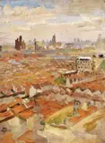 Qin Xuanfu, The Bund, Shanghai, Oil on canvas
