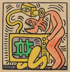 Untitled by Keith Haring, 1983, Gouache and marker pen on paper, sold Jul 2020