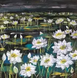 Lin Fengmian, Lotus, c. 1977-1979, Mounted scroll, ink and color on paper