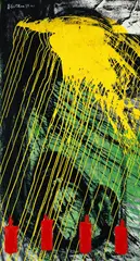 Chao Chung-Hsiang, Yellow Splash with Four Candles, 1989, Acrylic, ink and color on paper