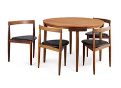 Hans Olsen, Model-630 Dining Table and Chairs, 1962, Teak, leather