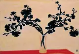 Sanyu, Chrysanthemums on the Red Table with Yellow Background, 1940, Oil on masonite
