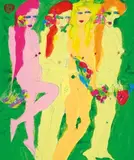 Four Nudes by Walasse Ting, Acrylic, ink and color on paper, offered Jun 2019