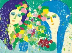 Walasse Ting, Outside Raining, 1979, Acrylic on canvas