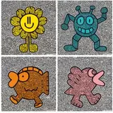 Sam Cox, Yellow Flower; Blue Robot; Orange Fish; Pink Bird(a set of 4), 2019, Screenprint, edition no. 51/100 ; 47/100 ; 35/100 ; 27/100