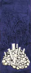 Junming Hou, The First Year of Mi-shia Era - Stones, 2005, Oil on paper, mounted onto board