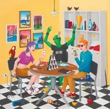 Cane, Playing Cards with Friends, 2022, Acrylics on canvas