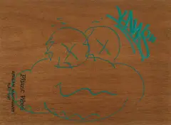 Cloud Drawing by Kaws, 2010, Metallic green paint, wood, sold Dec 2018