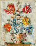 Paul Augustin Aizpiri, L’Oiseau et les roses, c. 1960, Oil on canvas