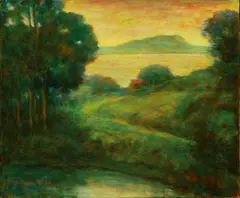 Liao Te-cheng, Guanyin Mountain, 1990, Oil on canvas, mounted onto board