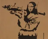 Banksy, Dismaland-Mona Lisa Bazooka, 2015, Spray paint on edition cardboard, edition 4/10