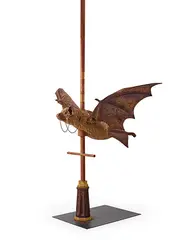 Akio Ohmori, Bat Merry Go Round, 2007, Japanese Cypress, Iron, Lacquer, Colors