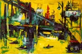 Chua Hu, Iron Bridge Series, 1970, Oil on board