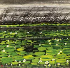 Lin Fengmian, Lotus Pond, 1960-1970, Mounted scroll, ink and color on paper